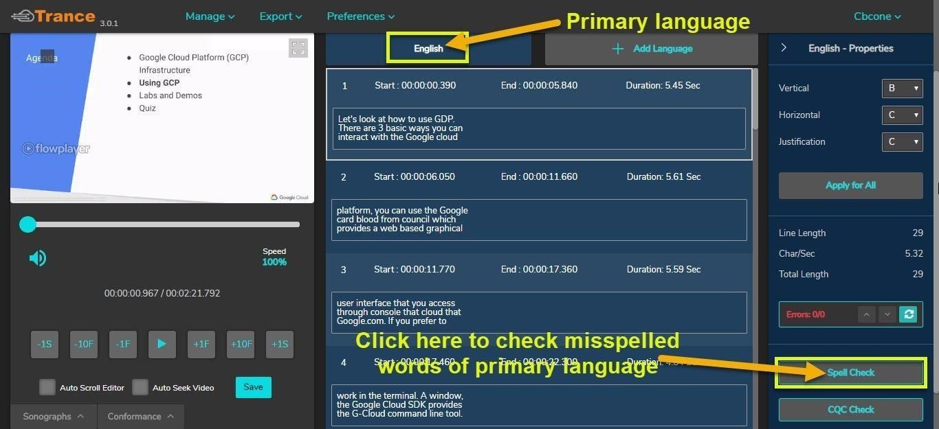 Primary language spell-check feature